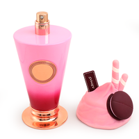Flacon de parfum en forme de gobelet de milkshake rose dégradé de 100 ml, avec bouchon décoratif Macaron et Biscuit, rechargeable
