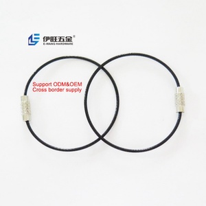 Porte-clés en fil d'acier inoxydable noir YIWANG 1,5x150MM avec fermoir à vis - Product Image 1