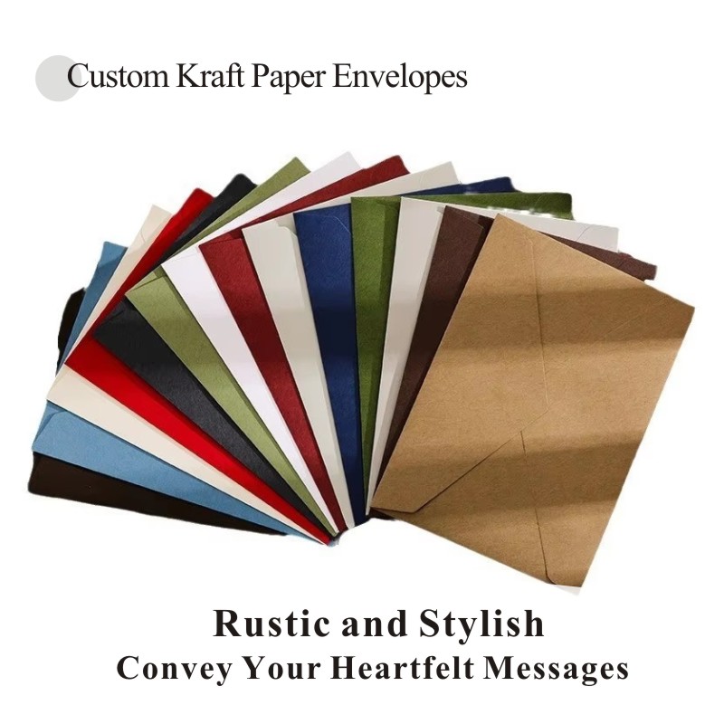 Custom Durable Eco-Friendly Recyclable Kraft Paper High-End Colorful Minimalist Invitation Set with Letter and Envelope