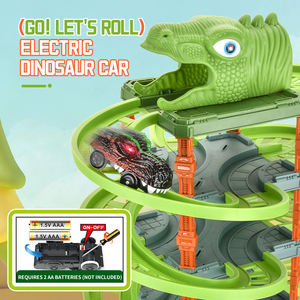 Circuit de course en spirale Dinosaure 9 étages, <span class=keywords><strong>garage</strong></span> de stationnement électrique en plastique, ensemble de jeu 65 pièces, jouets de piste de course DIY, voitures à glissière <span class=keywords><strong>Dino</strong></span> - Product Image 4