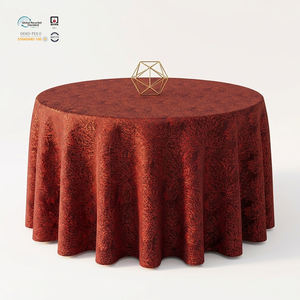 Mantel de Jacquard de Poliéster Grueso Tipo Damasco Color Borgoña de 8 pies, Calidad Hotelera, Ecológico, Duradero e Impermeable para Cenas de Gala y Bodas - Product Image 1