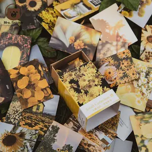 100件/包复古小集合装饰工艺卡复古花朵迷你尺寸明信片DIY Planner星历表材料包