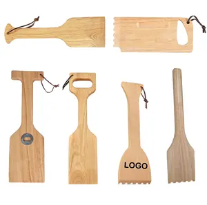 Personalized Eco-Friendly Wooden Grill Scraper With Bottle Opener And Handle Ultimate BBQ Cleaning Tool