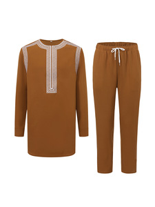 Costume pour <span class=keywords><strong>homme</strong></span> CCY de style africain, kaftan brodé avec soin, <span class=keywords><strong>ensemble</strong></span> 2 pièces, bou bou <span class=keywords><strong>homme</strong></span>, vêtements islamiques, <span class=keywords><strong>qamis</strong></span> - Product Image 3
