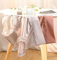 Sous-vêtements en dentelle pour femmes, en soie glacée fine et satinée, sans couture, taille mi-haute, sexy, amincissants et rehausseurs de hanches, grandes tailles