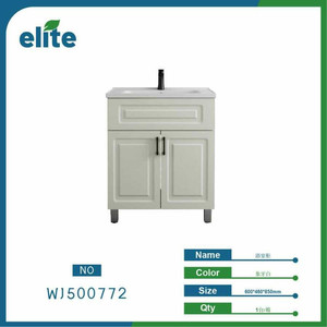 Arredamento moderno per la casa bianco 600x460x850mm mobile bagno con lavabo in ceramica e legno massello carcassa include specchio da bagno - Product Image 1