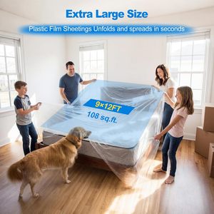 Plastic Drop Cloth 9x12ft 6 Pack Lightweight Tear Resistant Painting Protection - Product Image 1