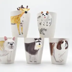 Tazas de animales de cerámica de alta calidad, tazas de agua de café 3D con personalidad de porcelana de fábrica de 400ml esmaltadas baratas creativas personalizadas