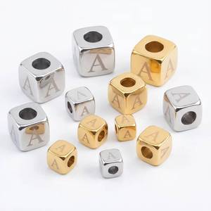 Alphabet Cube Beads OEM Metal Letter <b>Charms</b> for Dog Collars <b>Bag</b> Decoration Bracelet Making and Fashion Craft Supplies - Product Image 3