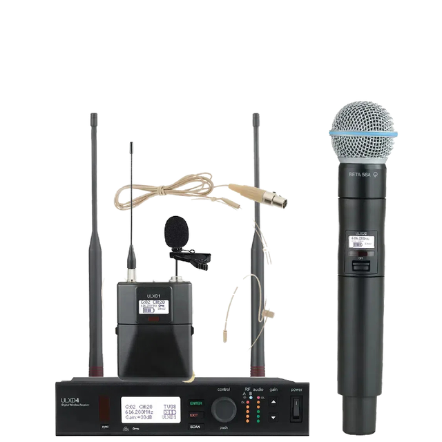 Paulkitson ULXD4 BETA58A BETA87A S58 Professional Audio Equipment UHF Wireless Handheld Karaoke Microphone System Volume Control