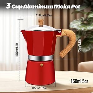 Cafetière Moka Classique en Métal pour Expresso et <span class=keywords><strong>Café</strong></span>, Idéale pour la Préparation de <span class=keywords><strong>Café</strong></span> Italien et Cubain - Product Image 6