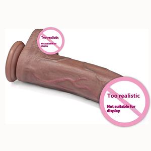 Vibrator Dildo Silikon Cair Lapis Ganda Hitam Raksasa, Realistis, Lembut, Alat Masturbasi, <span class=keywords><strong>Penis</strong></span> Palsu, Anal Plug dengan Hisapan - Product Image 4