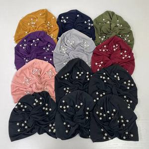 MH-1211 femmes musulman mode élastique Turban islamique Hijab Bonnet indien perles affaires sport pêche approprié élégant - Product Image 6