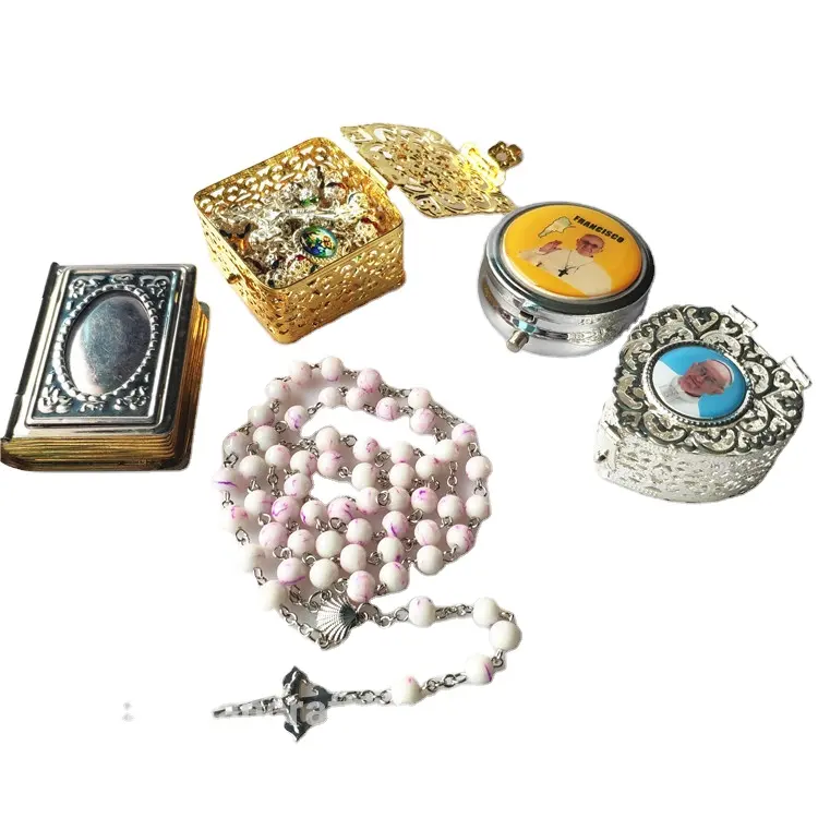 Boîte à bijoux chapelet métallique, Design pastoral personnalisé, livraison gratuite