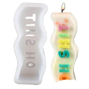 2023 DIY Wave-shaped Alphabet Creative Unique Rectangular English Cake Tool supplier silicone moulds for candle making