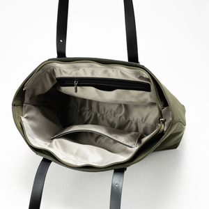 Sac fourre-tout en nylon vert olive, imperméable, sac à bandoulière, fermeture éclair, grande capacité, motif uni, doublure en polyester pour le bureau - Product Image 6