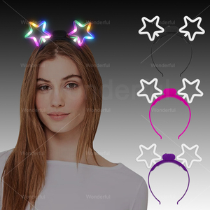 Serre-tête <span class=keywords><strong>LED</strong></span> néon personnalisable en forme d'étoile pour enfants, jouet de fête avec effet lumineux multicolore - Product Image 4