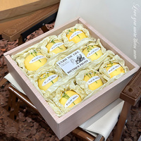 IMEE Grande boîte à fruits en bois grainé ondulé de 15 pouces, grande boîte à fleurs, boîte à chapeau carrée avec couvercle transparent, boîte pliable de 3 à 5 kg pour les festivals