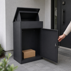 Cassetta Postale Robusta in Ferro Nero Resistente al Vento con Supporto Idraulico per <span class=keywords><strong>Pacchi</strong></span> e Corrispondenza, per Uso Esterno Domestico - Product Image 2