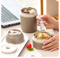 Boîte à lunch isotherme en acier inoxydable 304, ensemble de boîtes à lunch portables, anti-fuite, récipient alimentaire thermique avec coque en PP pour l'école et le bureau