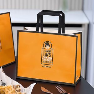 Sac en papier kraft personnalisé, biodégradable, respectueux de l'environnement, résistant à l'huile et à la graisse, pour l'emballage de la restauration rapide, hamburger, poulet frit - Product Image 2