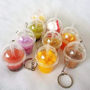 Wholesale High Quality Harmless Custom Clean Acrylic Charm Boba Milk Tea Keychain Solid - Product Image 2