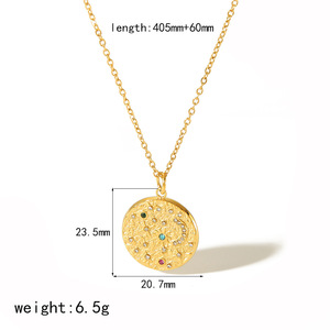 Geometric Sun Moon Stars Pendant Necklace <b>Titanium</b> Steel 18k Gold Plated Bezel Setting Gift Jewelry Fashion Charm - Product Image 5
