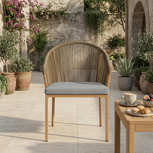 Sedia <span class=keywords><strong>da</strong></span> Giardino di Lusso all'Ingrosso, <span class=keywords><strong>Poltrona</strong></span> in Alluminio Antiruggine con Schienale in Corda e Cuscino per Villa, Cortile e Terrazza - Product Image 3