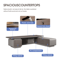 Bureau de direction en bois en forme de L, moderne, luxueux, durable et écologique, pour cadre supérieur, mobilier de bureau commercial