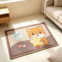 Paillasson mignon Shiba Inu antidérapant, absorbant, résistant à l'huile, séchage rapide, en polyester, motif cœur et étoile, pour chambre d'enfant, salle de bain, entrée de maison