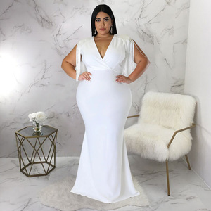 <span class=keywords><strong>Abbigliamento</strong></span> Donna Taglie Forti all'Ingrosso, Nuova Collezione <span class=keywords><strong>Moda</strong></span>, Abito Lungo Aderente Sexy con Scollo a V e Frange, Maniche Lunghe - Product Image 5