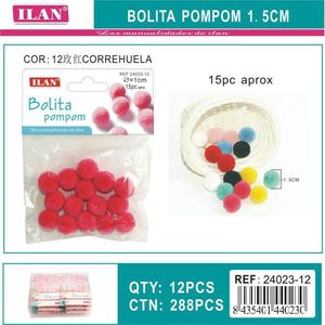 Pompon Tinti Ilan 1,5 Cm Colore Fucsia per Decorazioni e Lavori Artigianali - Product Image 1