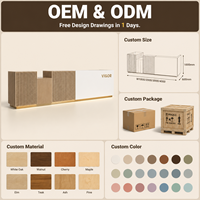 Bureau de réception de luxe en bois et marbre blanc, personnalisation haut de gamme, adapté aux groupes d'entreprises, hôtels, halls d'accueil, OEM