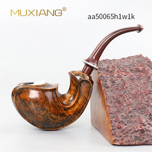 Muxiang Handmade Briarwood Tobacco Pipes Free Style Flame Pattern Solid Wood Smoking Pipe - Product Image 3