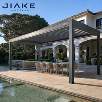 Pergola à toit à lames motorisées en aluminium Newjiake, résistante aux intempéries, certifiée CE SGS, design moderne pour jardin