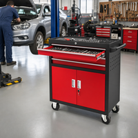Chariot à outils robuste à 3 tiroirs avec armoire à double porte verrouillable OEM, capacité de 150 kg pour garage et atelier