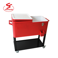 Réfrigérateur de vin portable, boîte en métal avec roulettes à roulement, chariot