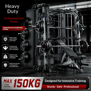 FRS Heavy Duty Smith Machine Power Cage con Pila di Pesi <span class=keywords><strong>in</strong></span> Acciaio da 150 kg, Grado Commerciale, Trainer Funzionale Multifunzione per <span class=keywords><strong>Palestra</strong></span>, Certificato CE - Product Image 1