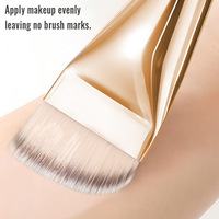 Pinceau de fond de teint ultra-fin à tête plate, manche en plastique et métal, version améliorée pour application sans traces, pinceau de maquillage de base à tête plate