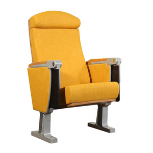 Silla de teatro Manwa Expo HB634 de haya amarilla con reposabrazos para auditorio y sala de conferencias - Product Image 1
