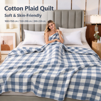 Plaid en gaze de coton 100% à carreaux de style japonais, couverture pour canapé et cadeau. Ultra-doux et respectueux de la peau, idéal pour les utilisateurs ayant une peau sensible.