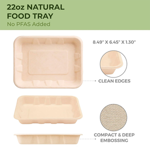 Cao cấp Phân hủy sinh học tái chế giấy bột giấy khay siêu thị <span class=keywords><strong>compostable</strong></span> mía thực phẩm khay dùng một lần Thịt đóng gói khay - Product Image 2