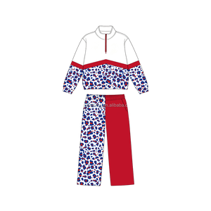 Ropa Deportiva para Niñas, Conjunto Deportivo con Bloques de Color y Estampado de Leopardo, Cierre de Cremallera de un Cuarto, Cumple con las Normas Estadounidenses para Deportes Escolares y Uso Diario - Product Image 2