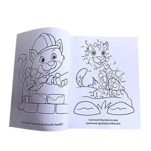 custom softcover childrens' anime cartoon drawing books puzzle coloring book printing for kids