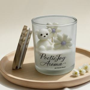 Vela de cera de soja perfumada con flor de oso de gama alta, nicho de Navidad, oficina y hogar, decoración artística, regalo calmante de aromaterapia - Product Image 3