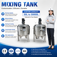 50L 100L 200L 300L 500L 1000L Réservoir de mélange en acier inoxydable à double enveloppe Réservoir de mélangeur de chauffage électrique à double couche