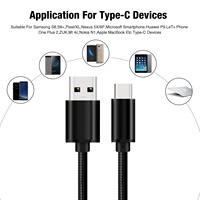 60W Tipo-c USB 3ft 6ft Cable de carga rápida Nylon trenzado 5Gbps Transferencia de datos de súper velocidad 180 grados
