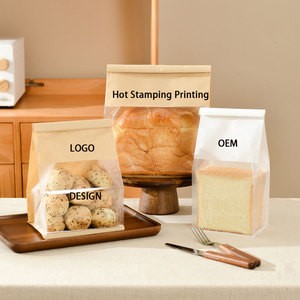 Bolsa de Papel para Tostadas con Diseño Personalizado OEM ODM, Bolsa de <span class=keywords><strong>Pan</strong></span> <span class=keywords><strong>Blanco</strong></span> para Hornear Galletas, Embalaje de Plástico Antigrasa para <span class=keywords><strong>Pan</strong></span> con Cierre de Alambre - Product Image 1