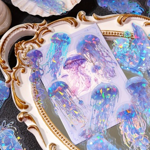 20 pegatinas decorativas personalizadas de <span class=keywords><strong>PET</strong></span> troqueladas, brillantes, impermeables, estilo océano con patrón de medusas - Product Image 3