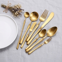 Ensemble de couverts de luxe en acier inoxydable 304, style japonais moderne, or mat et noir, cuillère, couteau, fourchette, forgés, pour mariage, dîner, banquet